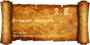 Kremser Benedek névjegykártya